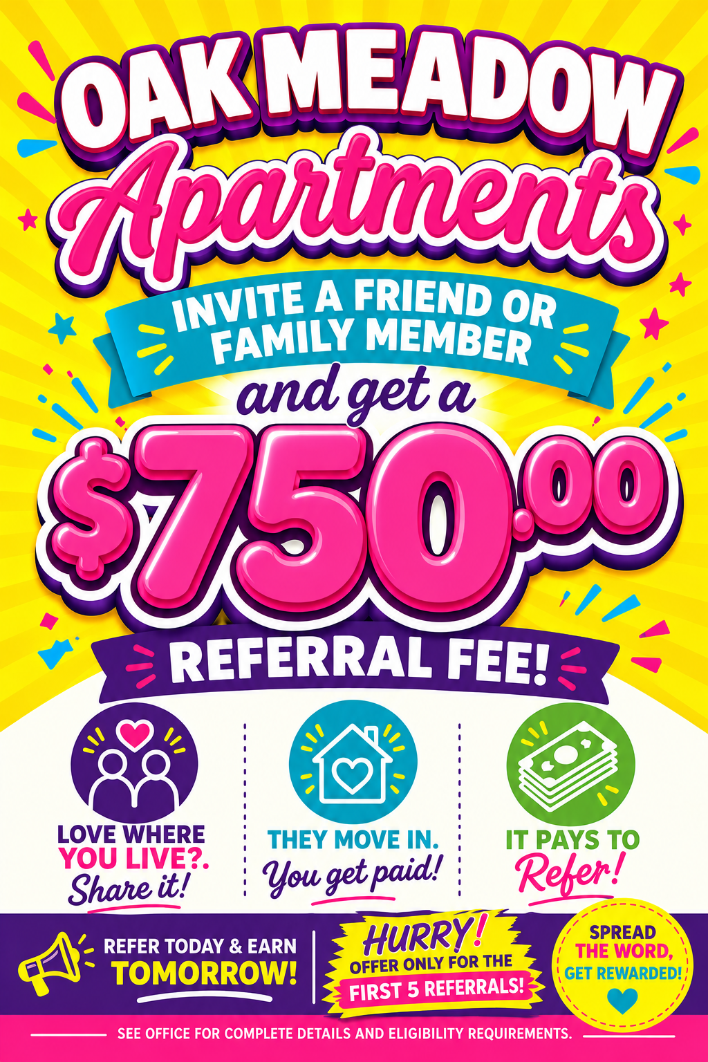 Oak Meadow Apartments referral flyer